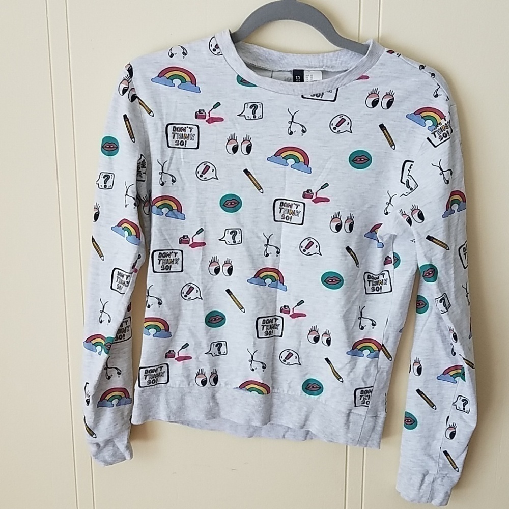 divided H&M pullover sweater XS rainbow graphic